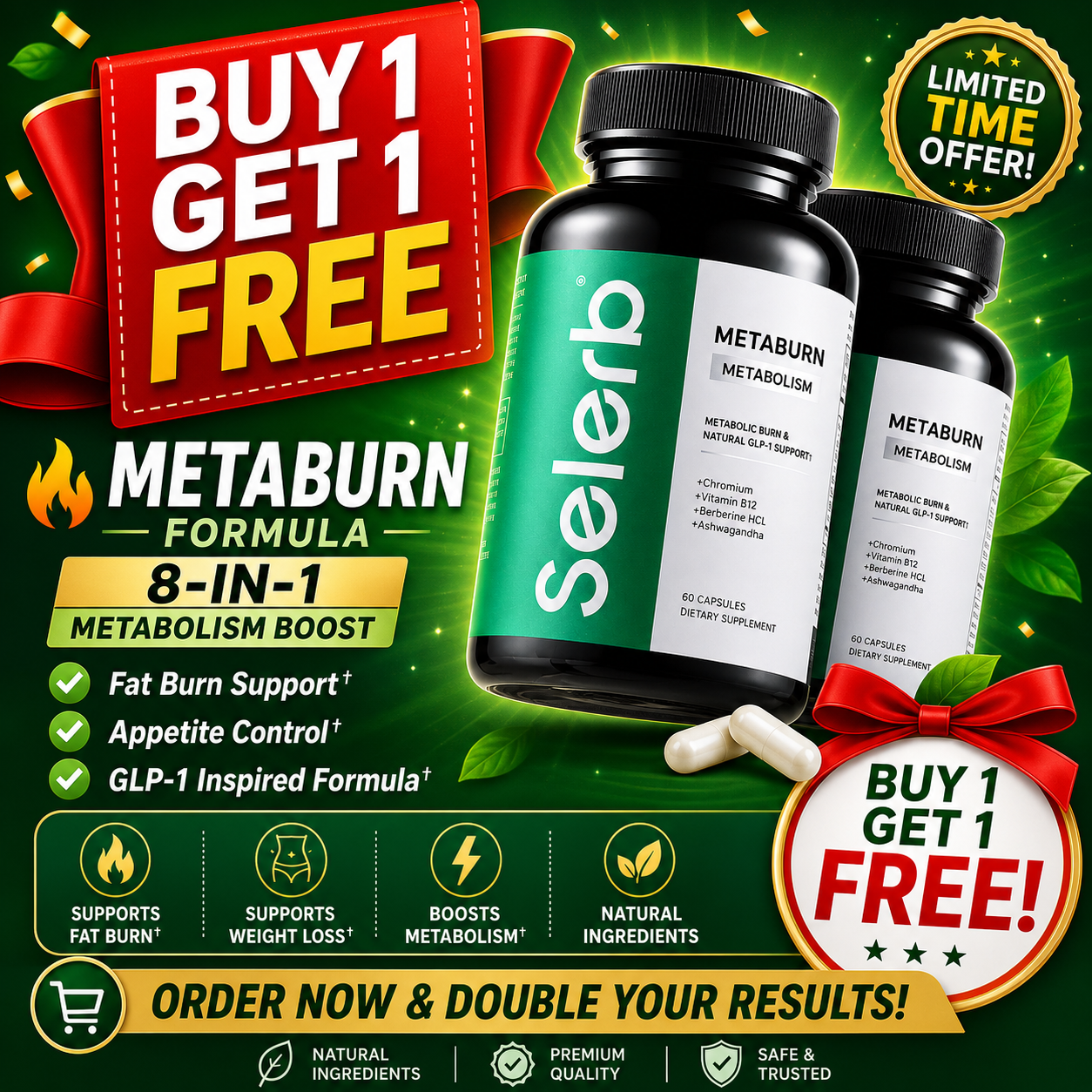 Selerb GLP-1 Supplement Women & Men (Buy 1 Get 1 Free)