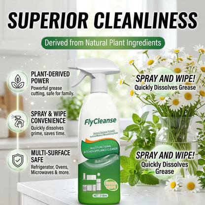 FlyCleanse Natural Enzyme Formula Kitchen Cleaning Spray - Fast-Acting Household Grease & Mold Remover Liquid, for Kitchen Stoves & Range Hoods